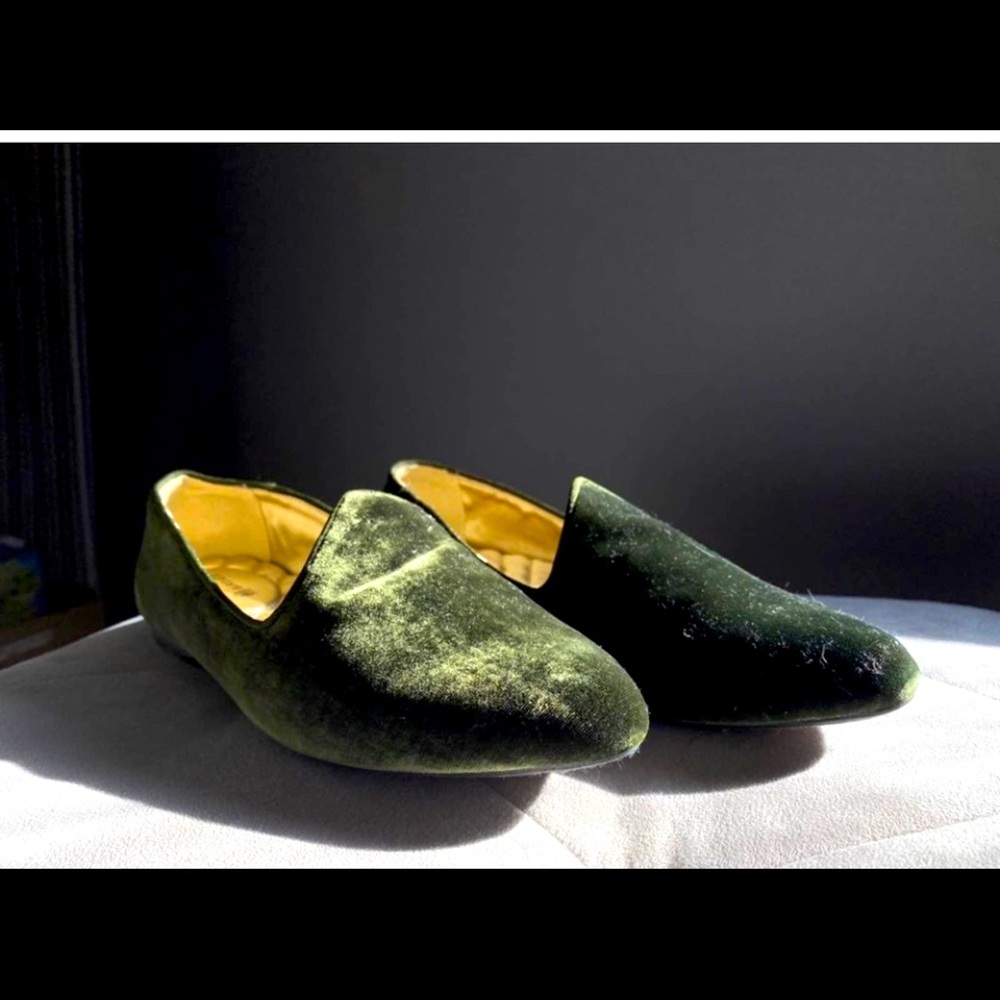 Birdies Heron Velvet Green Flats